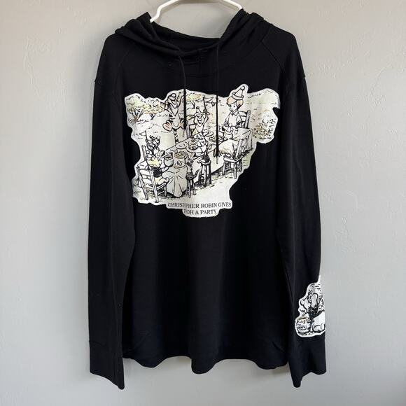 Winnie The Pooh Hoodie Woman’s XXL Black Christopher Robin Gives Pooh A Party - Picture 1 of 6
